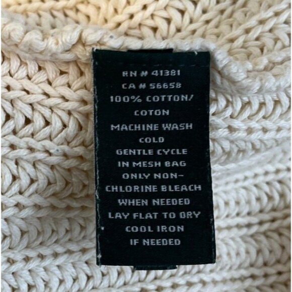 LRL Ralph Lauren Womens Cable Knit Fisherman Sweater Size Large Cream Cotton - Picture 4 of 9
